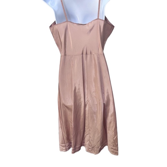 Sears Charmode Light Bronze Spaghetti Straps V Neck Satin Fabric Slip/ Dress 16 - Picture 2 of 8